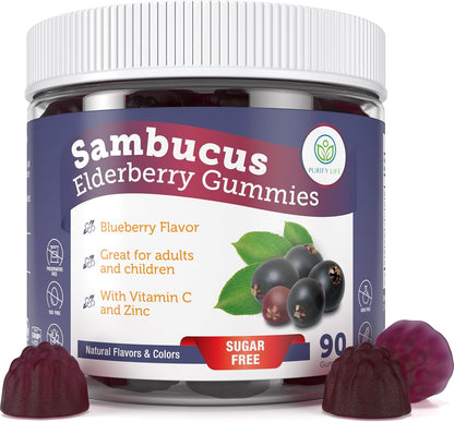 Elderberry Gummies With Zinc & Vitamin C - For Kids and Adults - 90 Gummy Supply - Vegan America