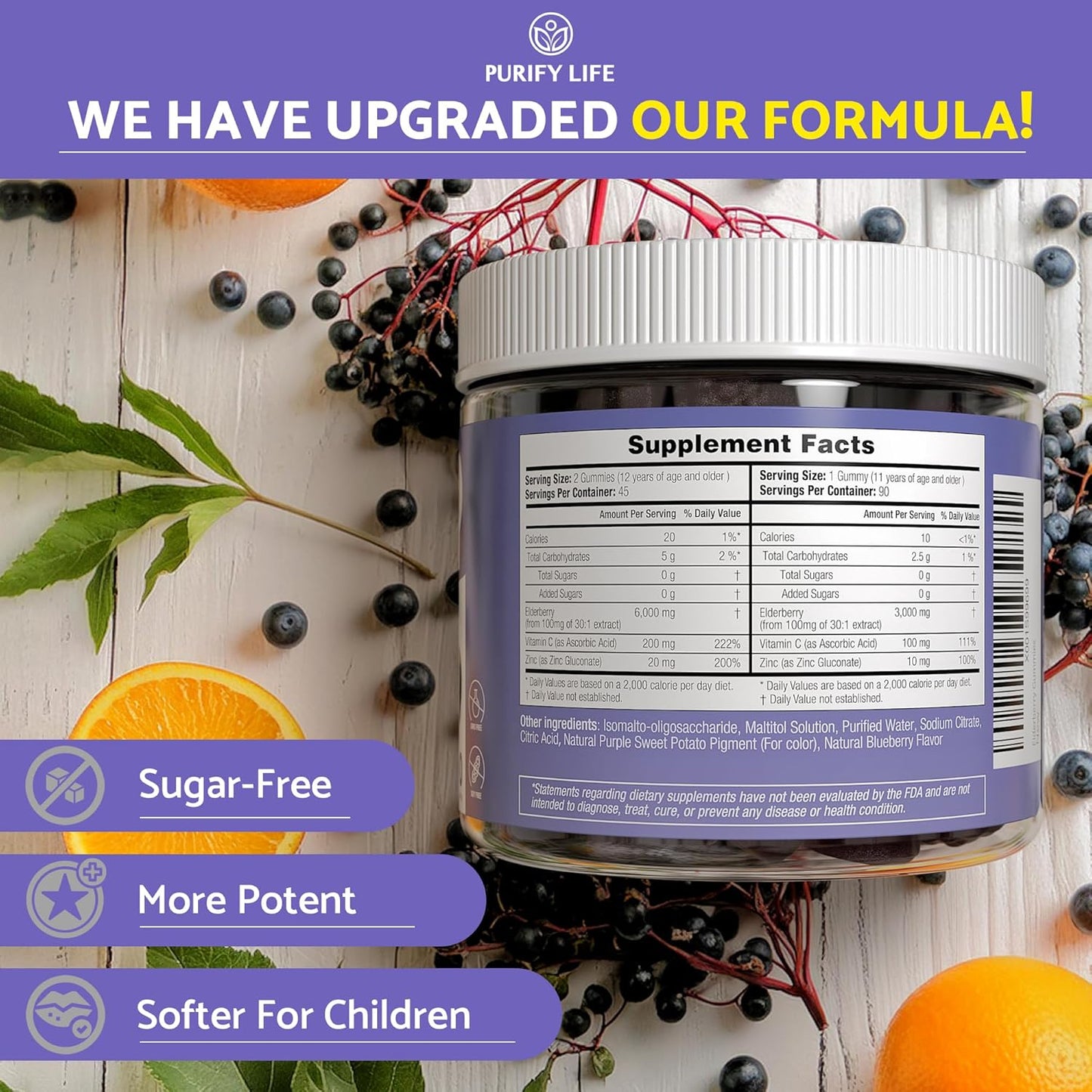 Elderberry Gummies With Zinc & Vitamin C - For Kids and Adults - 90 Gummy Supply - Vegan America