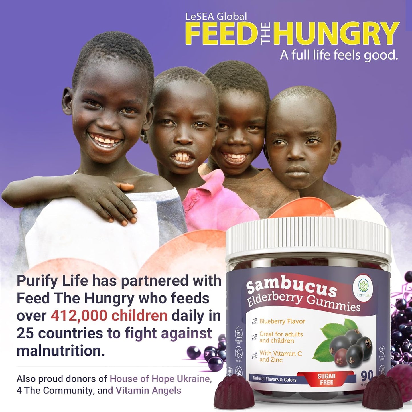 Elderberry Gummies With Zinc & Vitamin C - For Kids and Adults - 90 Gummy Supply - Vegan America