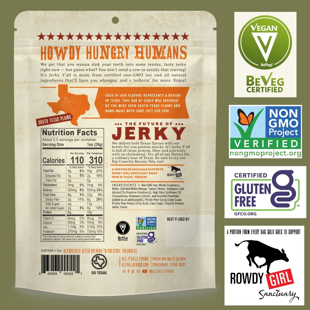 Ingredient list for 3-Pack - Three Flavors of our Jerky