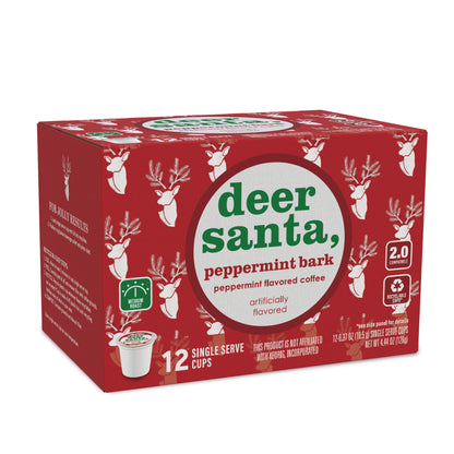 Deer Santa Peppermint Bark Flavored 12ct Single Serve Coffee