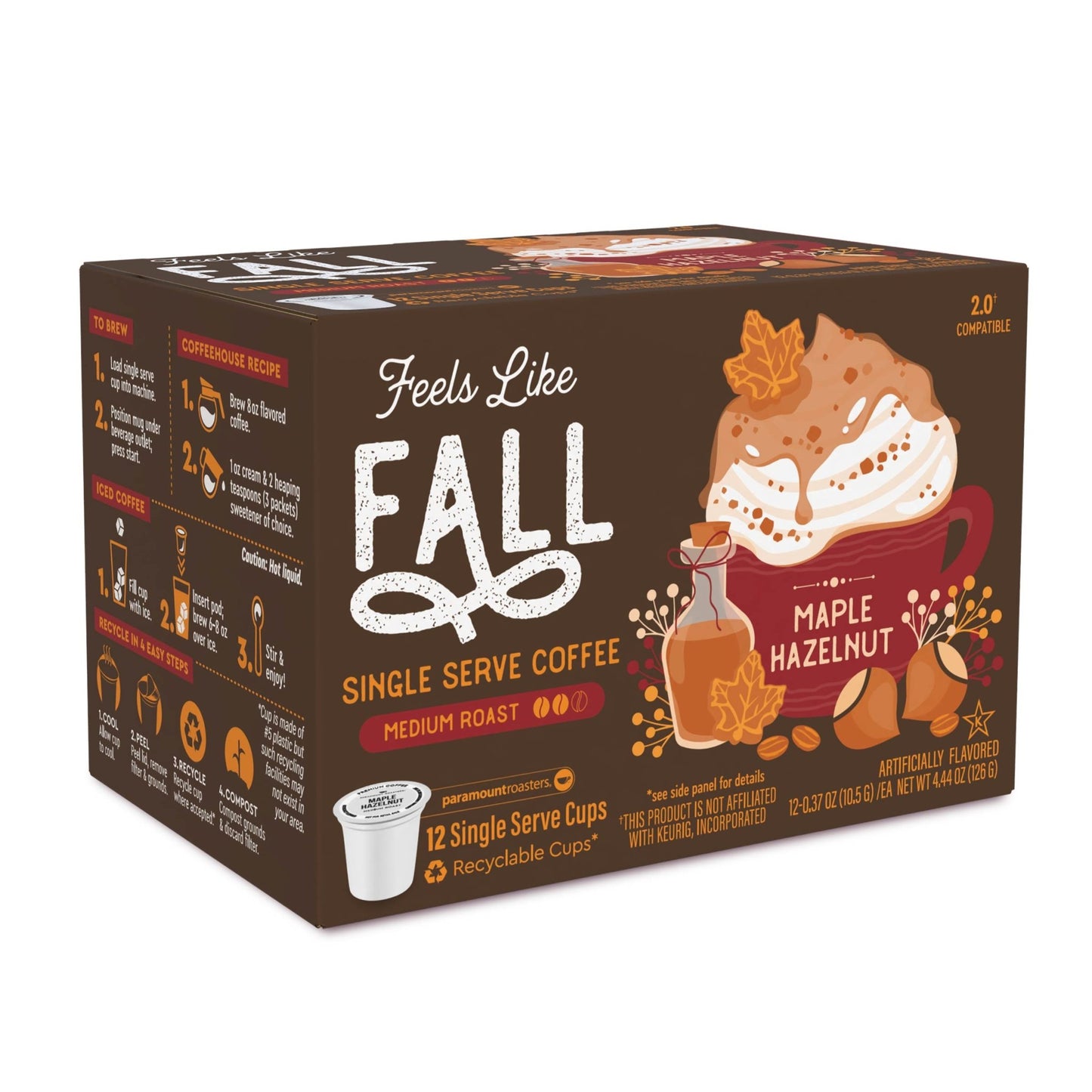 Feels Like Fall Maple Hazelnut Flavored 12 ct Single Serve Cups - Vegan America