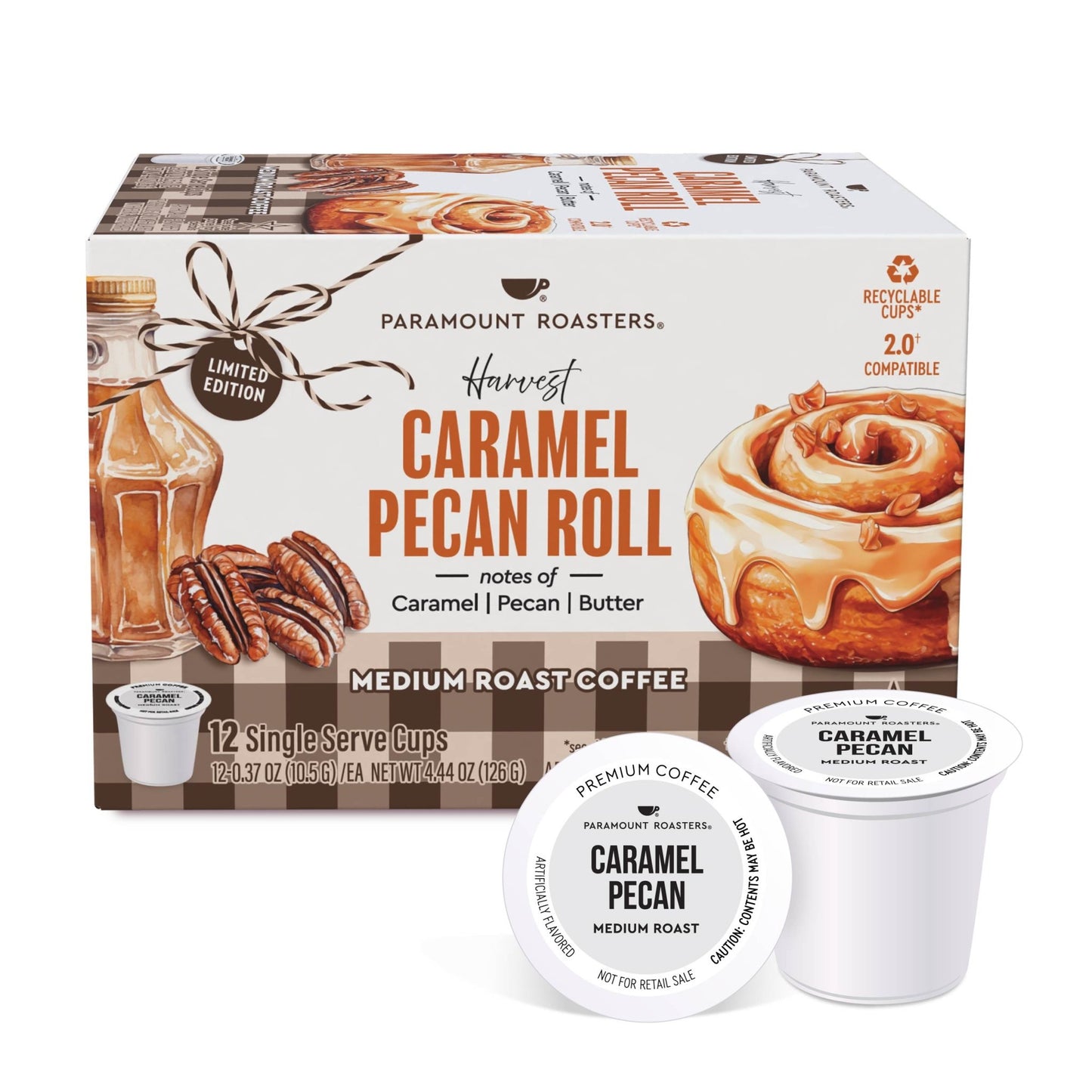 Harvest Caramel Pecan Roll 12 ct Flavored Single Serve Coffee - Vegan America