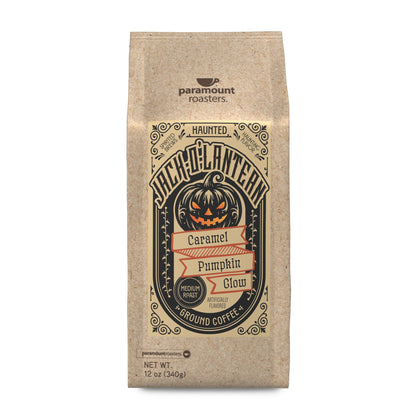 Halloween Jack-O-Lantern Caramel Pumpkin 12 oz Flavored Ground Coffee - Vegan America