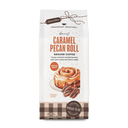 Harvest Caramel Pecan Roll 12 oz Flavored Ground Coffee - Vegan America