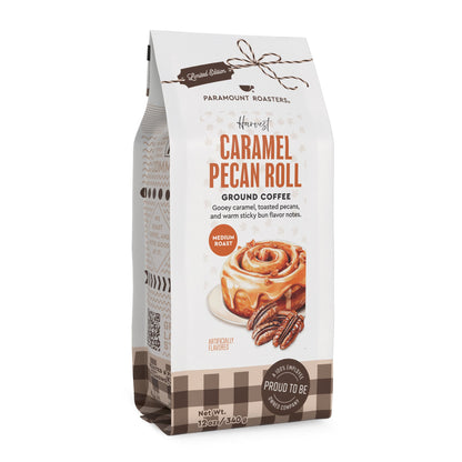 Harvest Caramel Pecan Roll 12 oz Flavored Ground Coffee - Vegan America