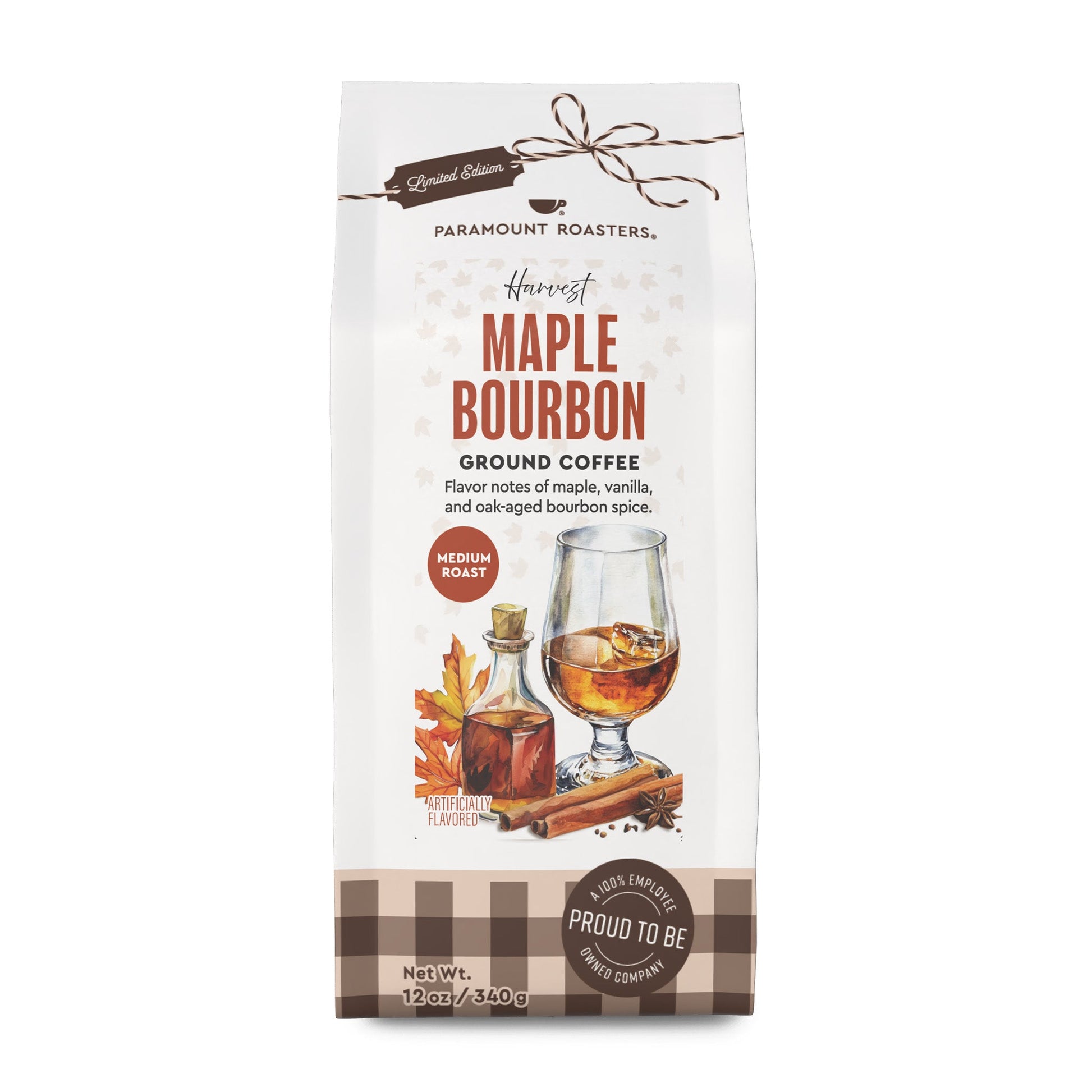 Harvest Maple Bourbon 12 oz Flavored Ground Coffee - Vegan America