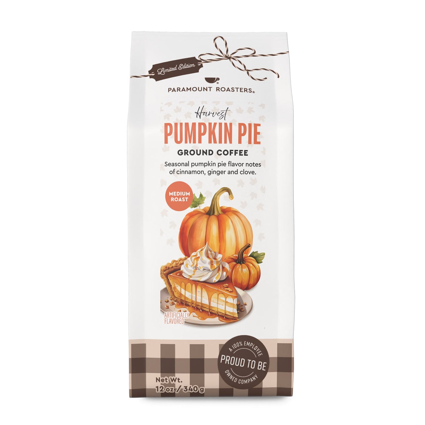 Harvest Pumpkin Pie 12 oz Flavored Ground Coffee - Vegan America