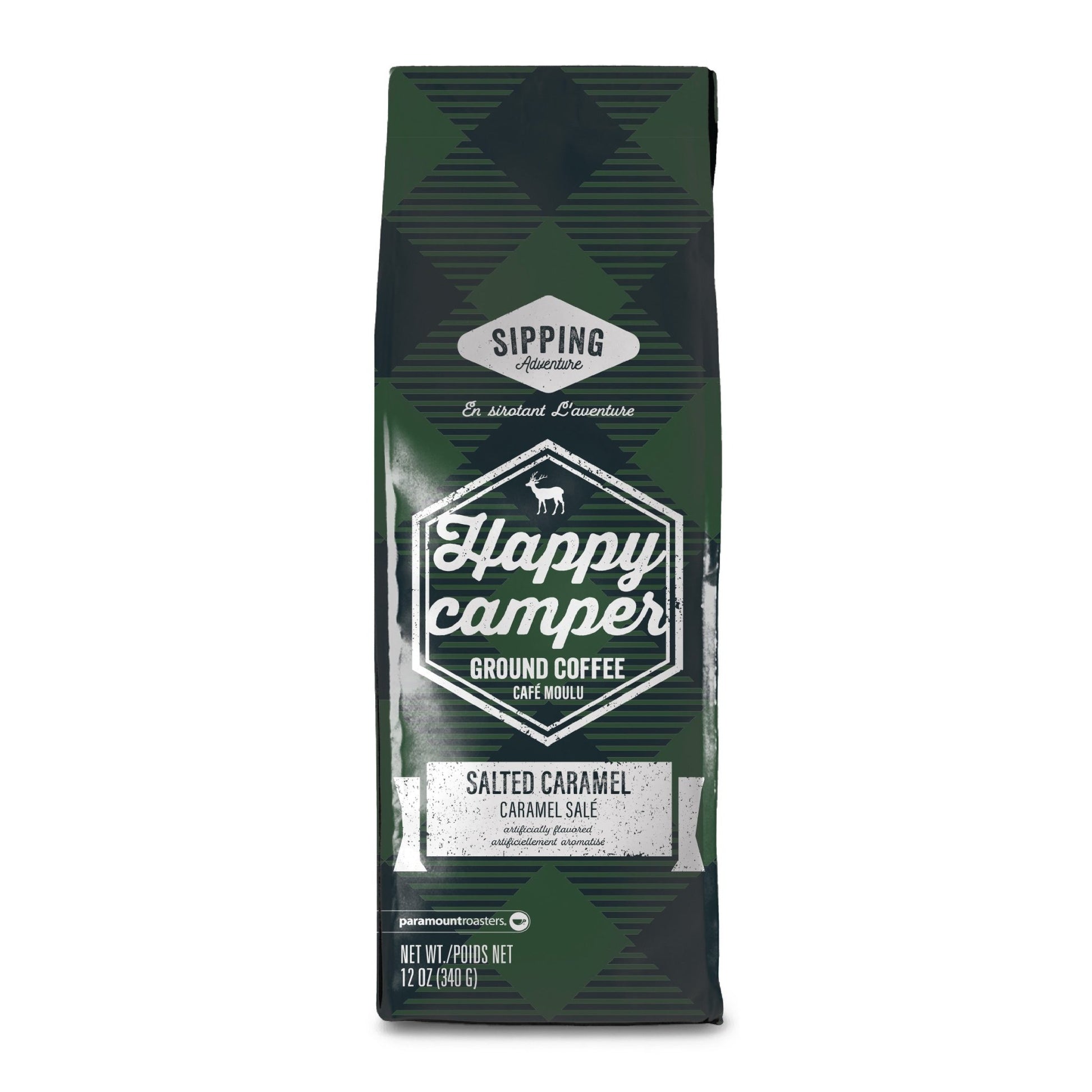 Happy Camper Salted Caramel 12oz Flavored Ground Coffee - Vegan America