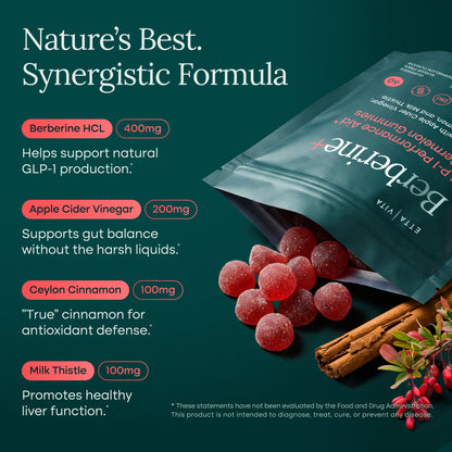 Berberine Watermelon Gummies with ACV, Ceylon Cinnamon, and Milk Thistle - Vegan America