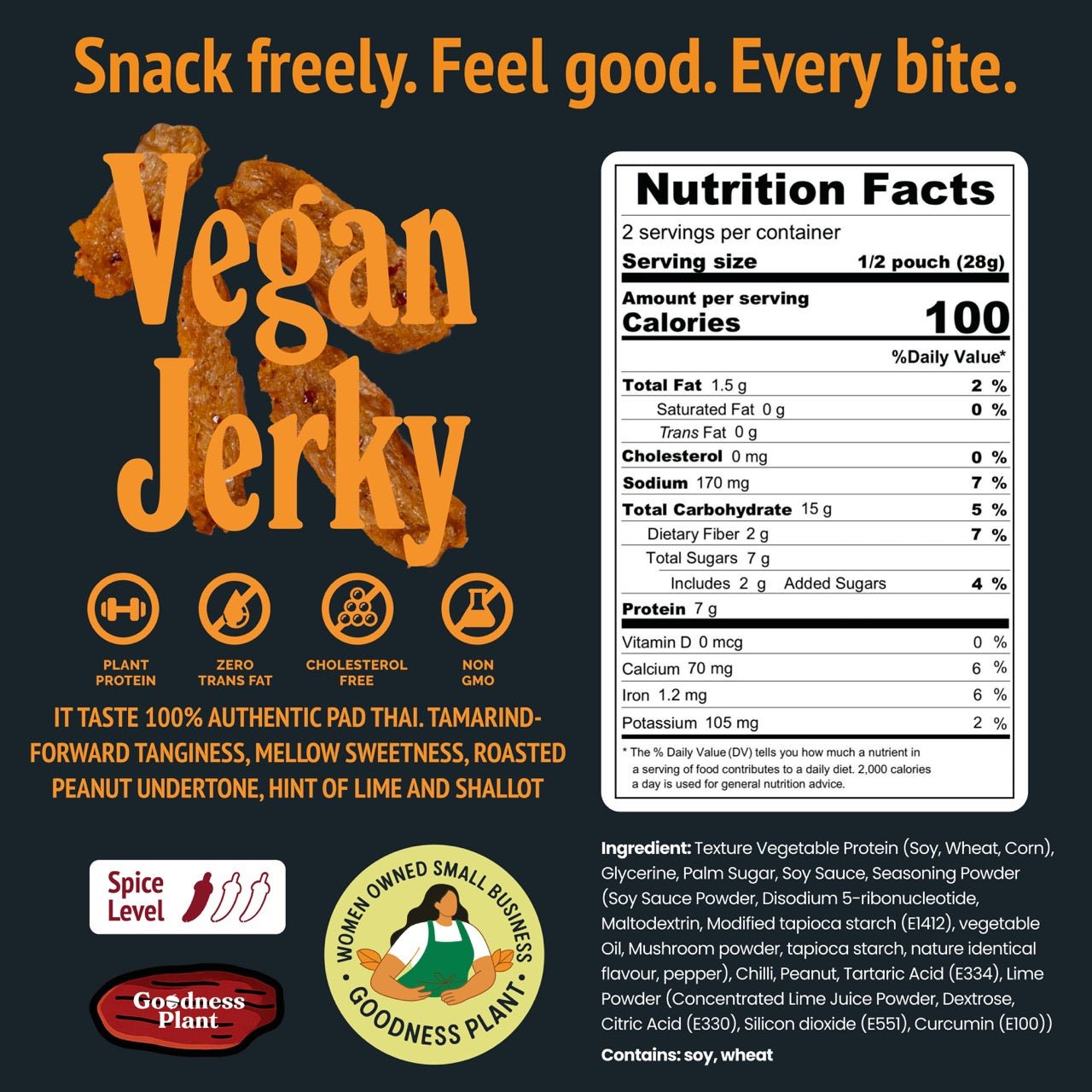 Bangkok Bites Jerky, Pad Thai - Vegan America