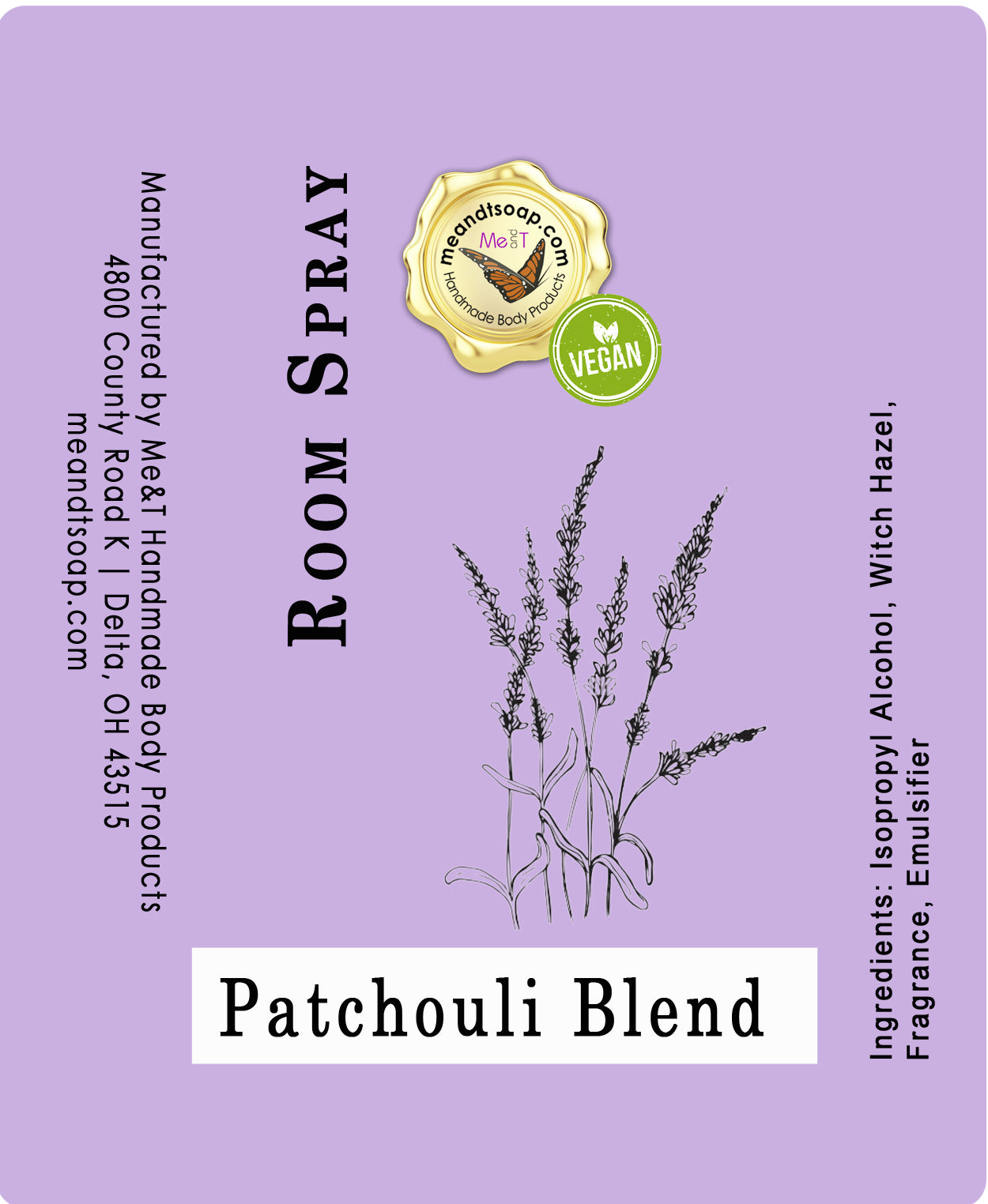 Room Spray Label Patchouli Blend