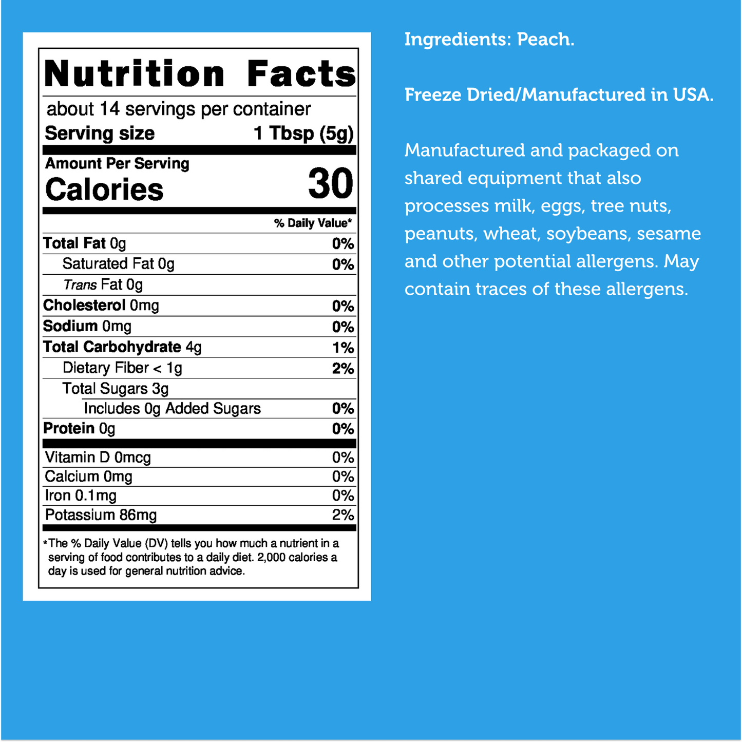 Freeze Dried Peach Powder - Vegan America