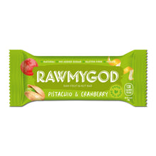 RAWMYGOD Pistachio & Cranberry Raw Fruit & Nut Bar, Box of 16