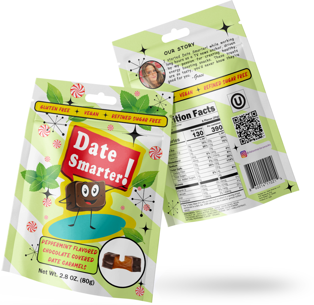 Peppermint Chocolate Covered Date Caramels - 6pk