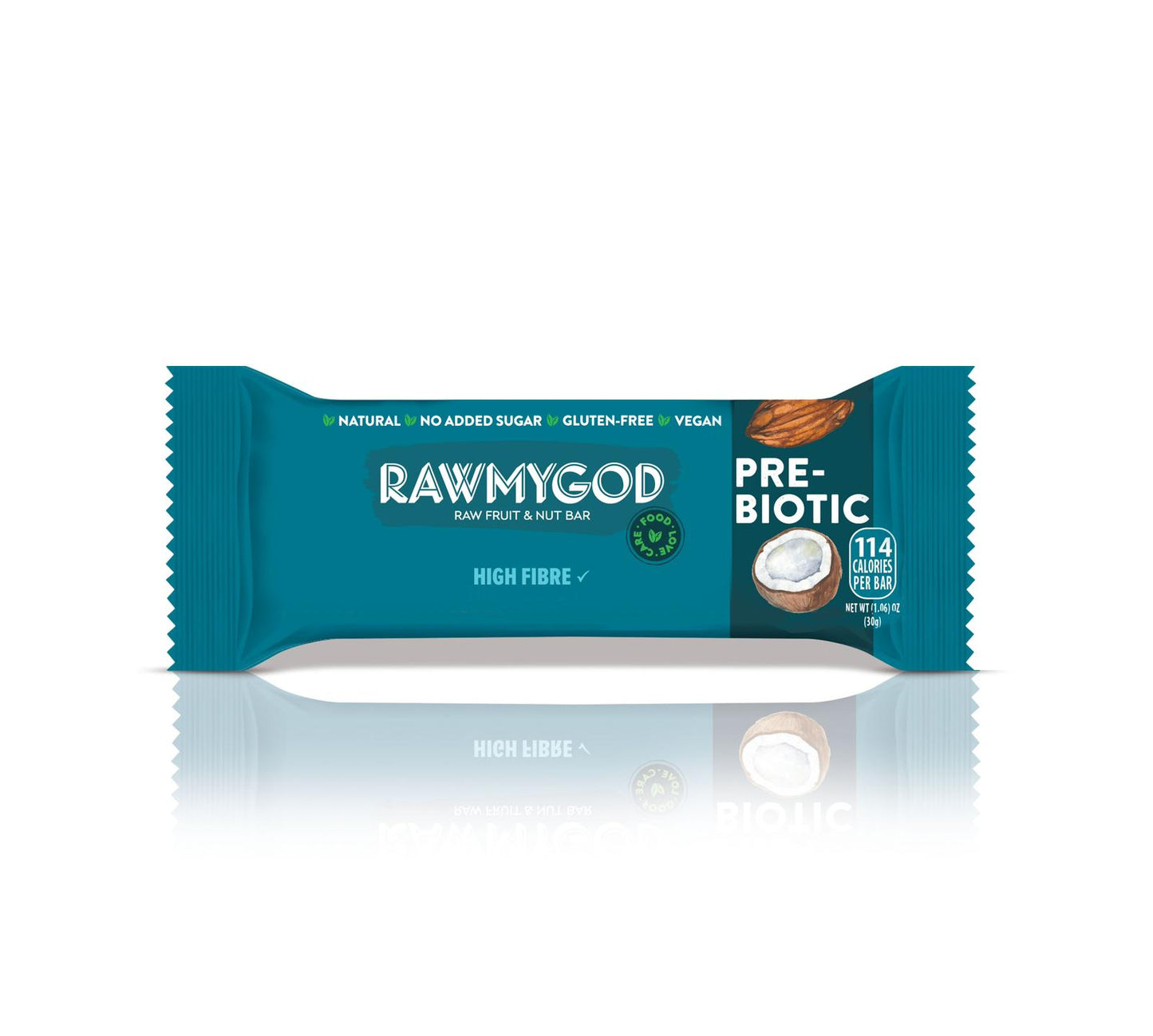 RAWMYGOD Prebiotic Raw Fruit & Nut Bar, Box of 20