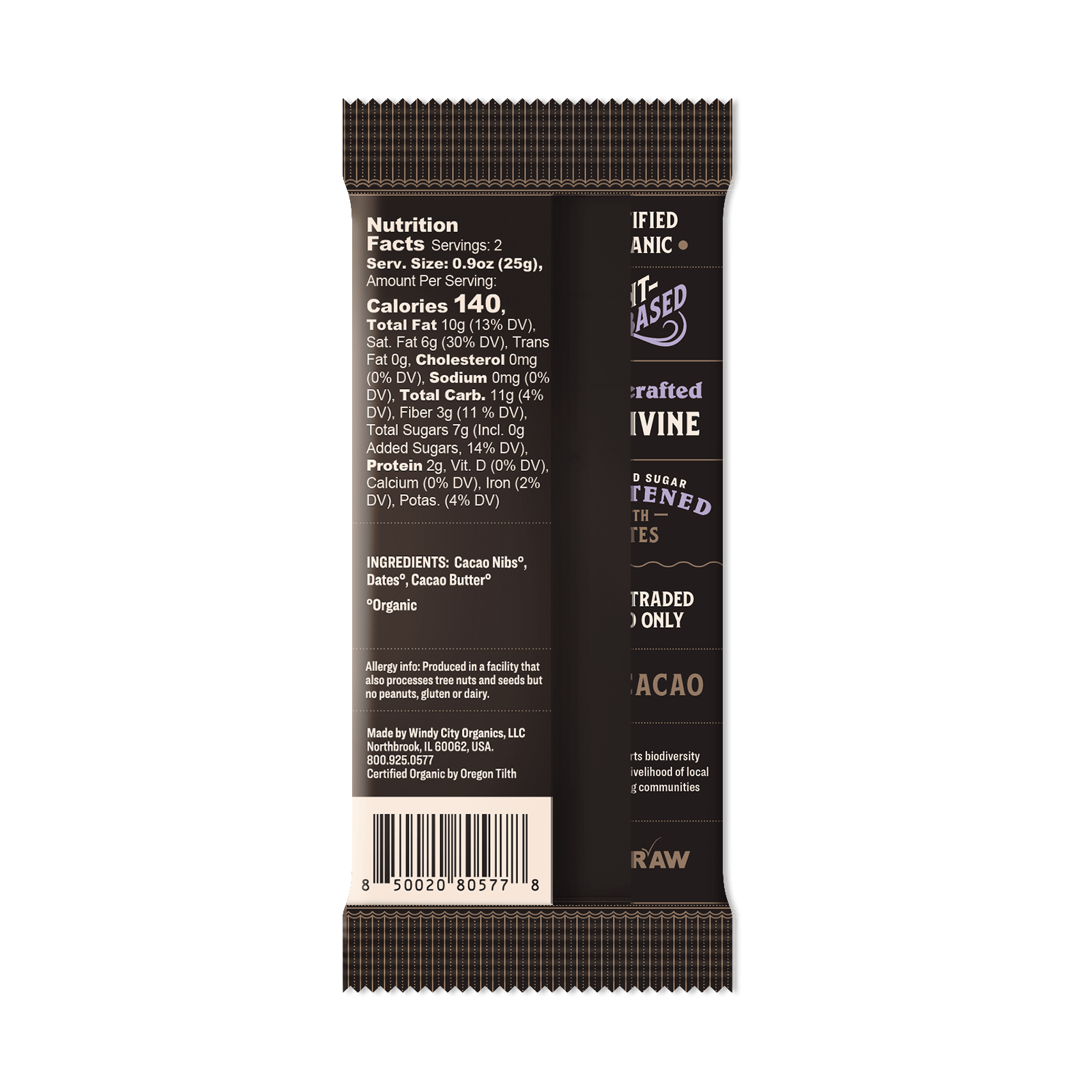 Premium Date - Sweetened Chocolate Bar - 65% Cacao - Vegan America