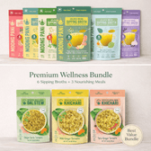 Premium Wellness Collection | 6 Golden Mung Broths & 3 Sprouted Mung Bowl Meals | 64 Servings - Vegan America