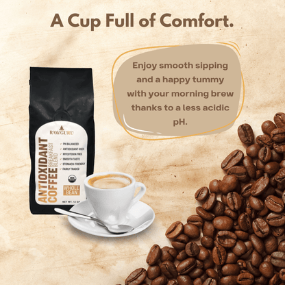 Organic Antioxidant Coffee Breakfast Blend | Whole Bean | 12oz - Vegan America