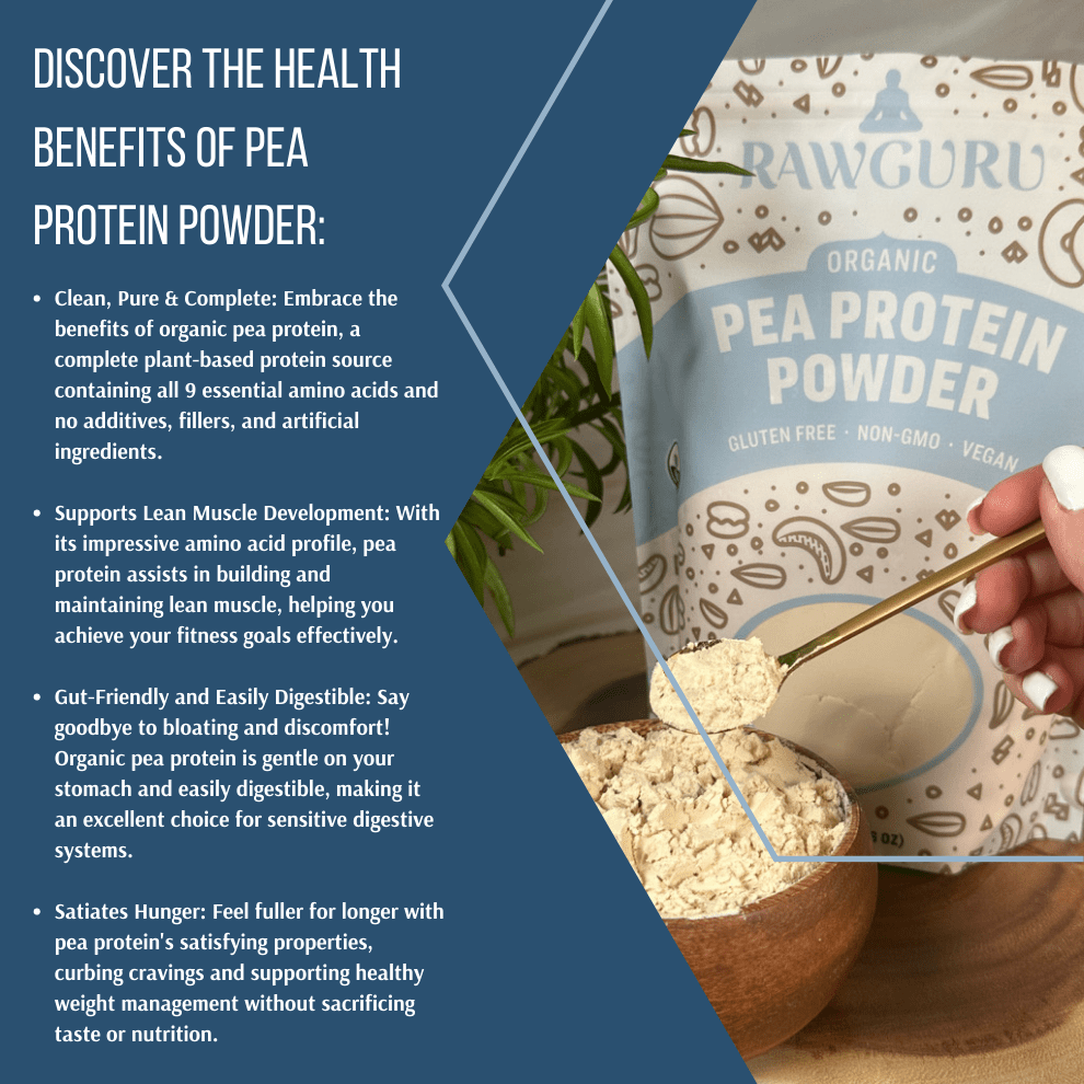 RawGuru Organic Raw Pea Protein Powder - 16oz - Vegan America