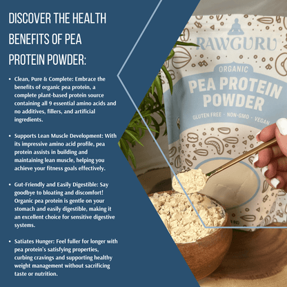 RawGuru Organic Raw Pea Protein Powder - 16oz - Vegan America