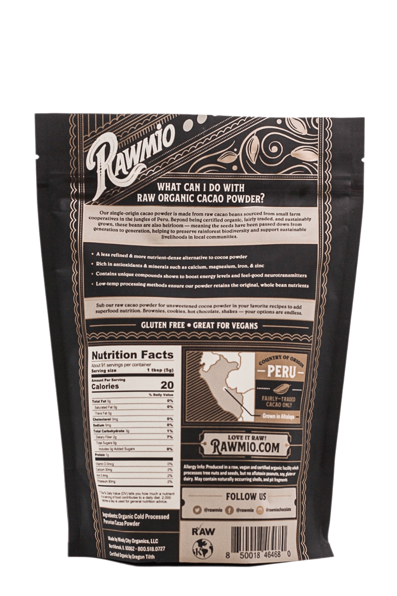 Raw Organic Cacao Powder - 16 oz - Vegan America