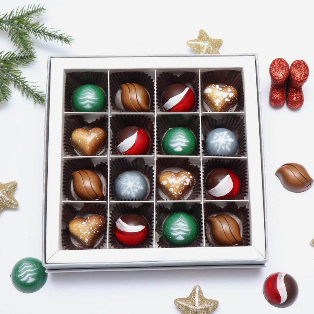 **VEGAN** 16 Piece Christmas Chocolate Box - Holiday Chocolate Gift