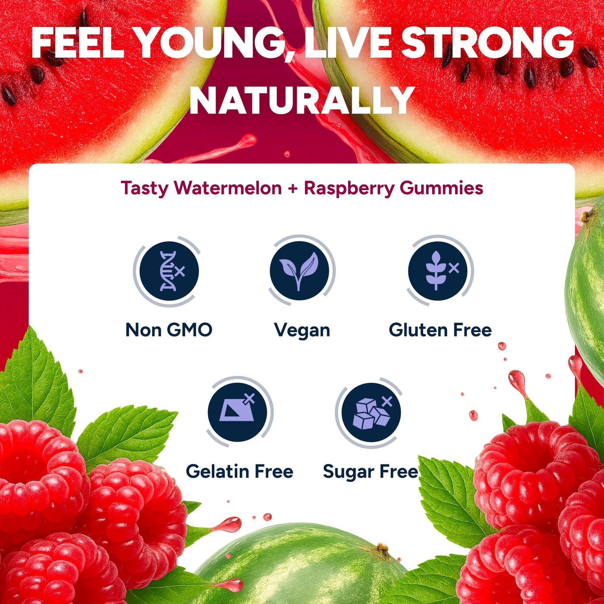 Sugar Free Resveratrol Gummies 1,500mg/Serving - Anti - Aging Chews - Vegan America