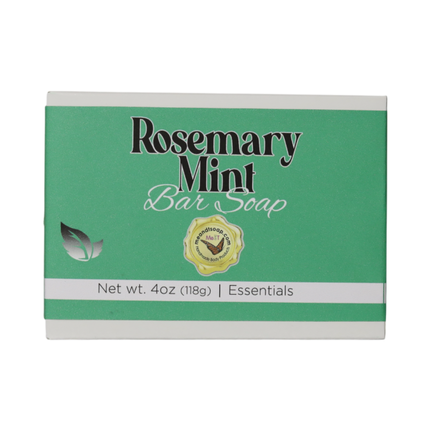 Rosemary Mint Bar Soap in a white box with a green label