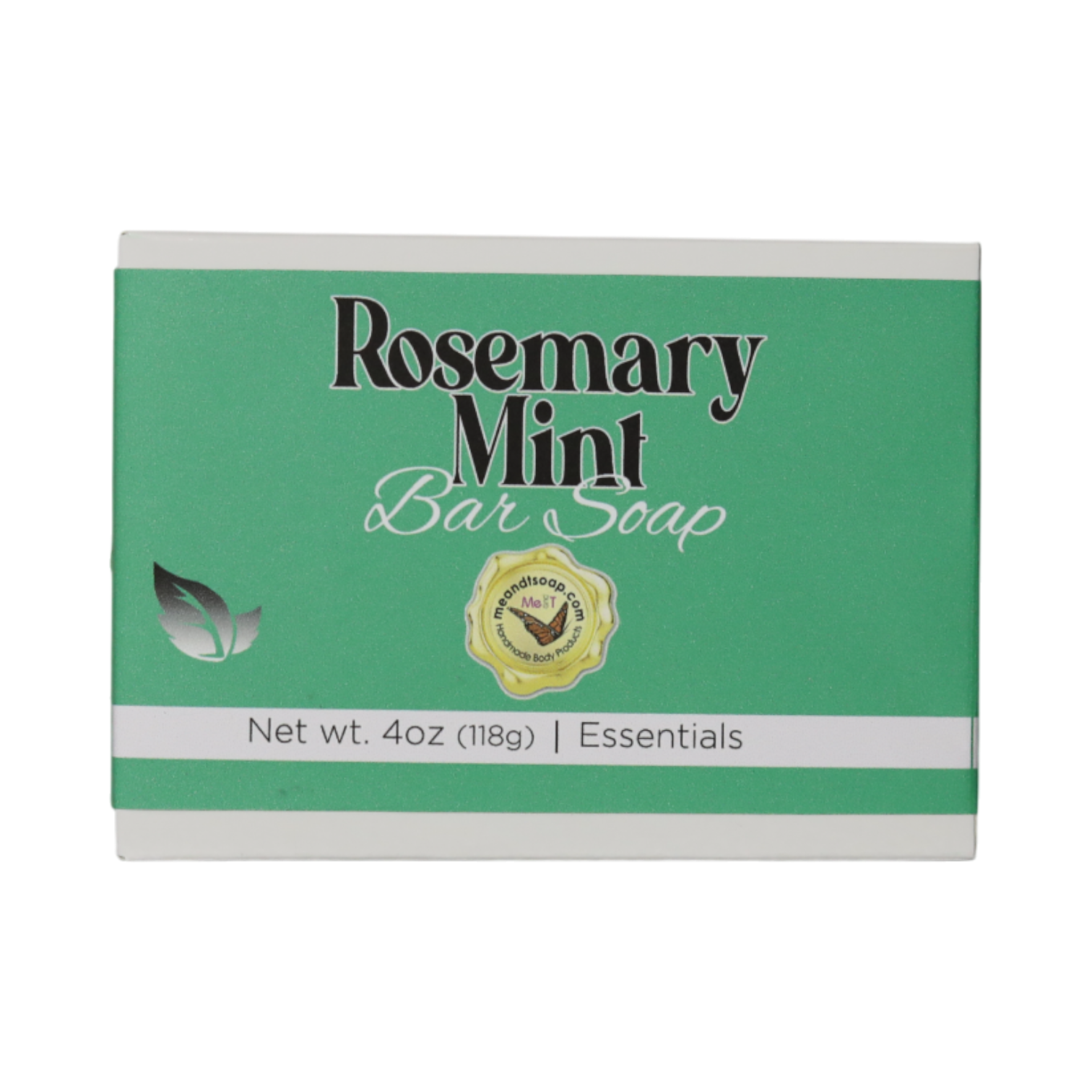 Rosemary Mint Bar Soap in a white box with a green label