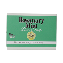 Rosemary Mint Bar Soap in a white box with a green label