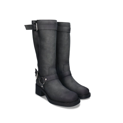 Women's Vegan Motorbike Boots Ruby Grey – Second Life