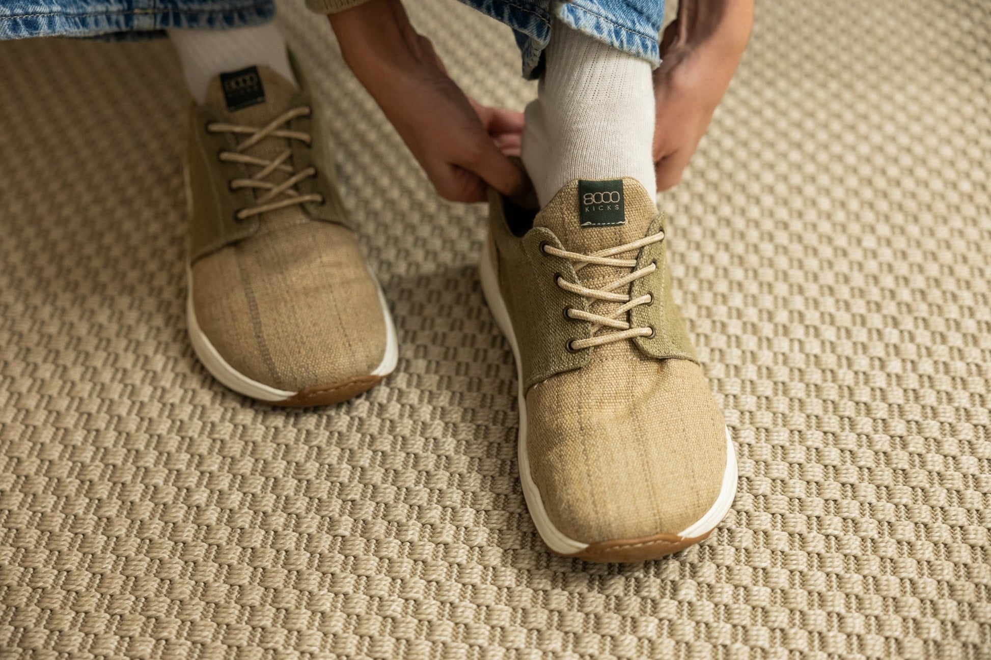 Explorer Wide Toebox for Men in Beige and Green - Vegan America