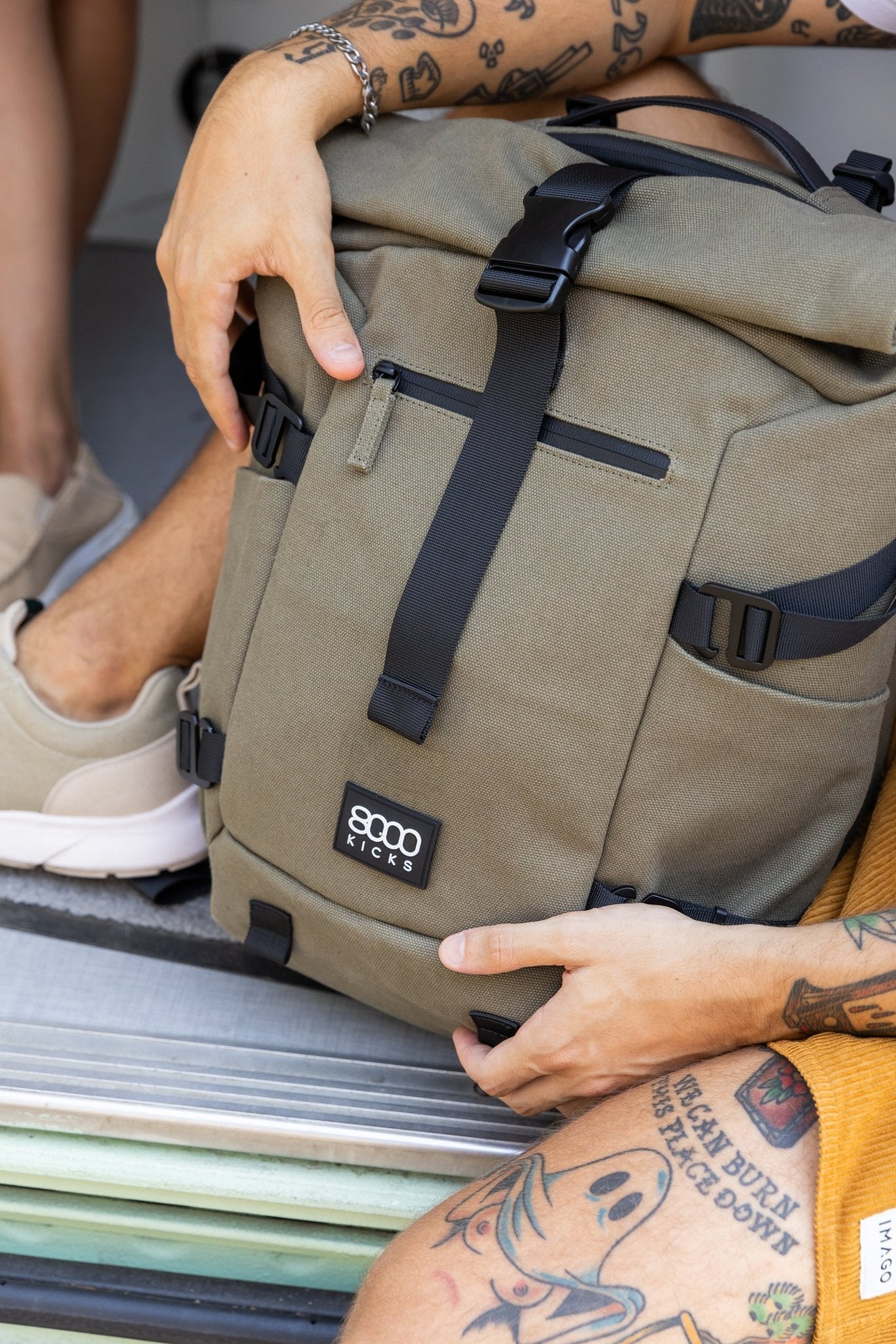Nomad Hemp Rolltop Backpack in Dark Green - Vegan America