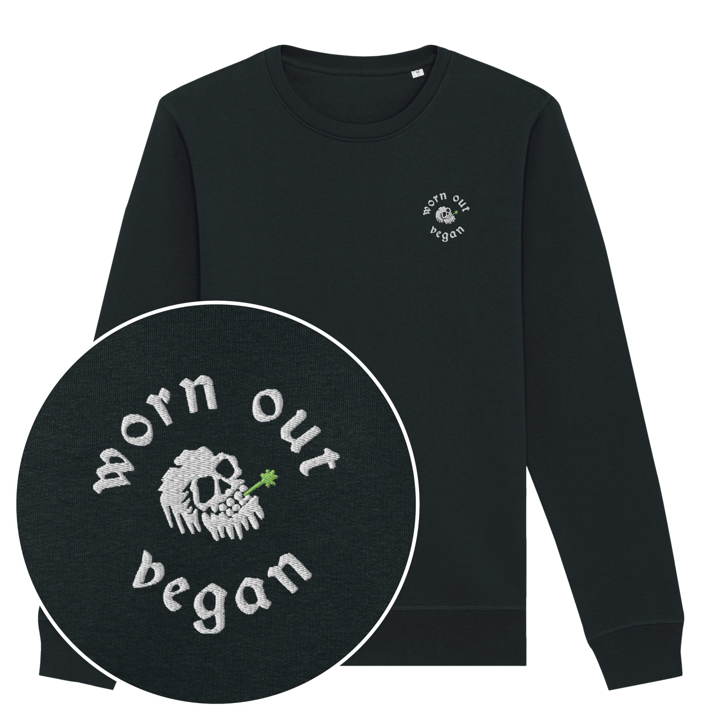 Worn Out Vegan Sweatshirt (Embroidered)
