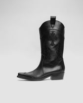 Black Saints vegan cowboy boots women with gothic embroidery, BOHEMA