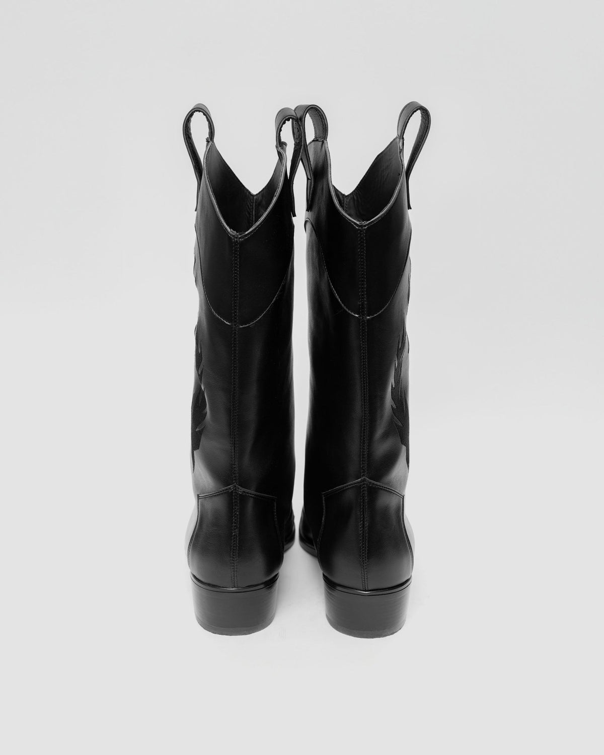 Black Saints vegan cowboy boots women with gothic embroidery, BOHEMA