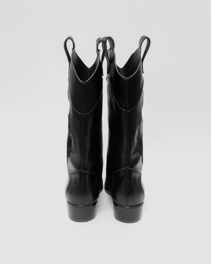 Black Saints vegan cowboy boots women with gothic embroidery, BOHEMA