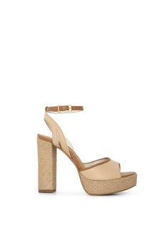 H(OLA)! – beige wedge sandals made from mushroom leather and jute