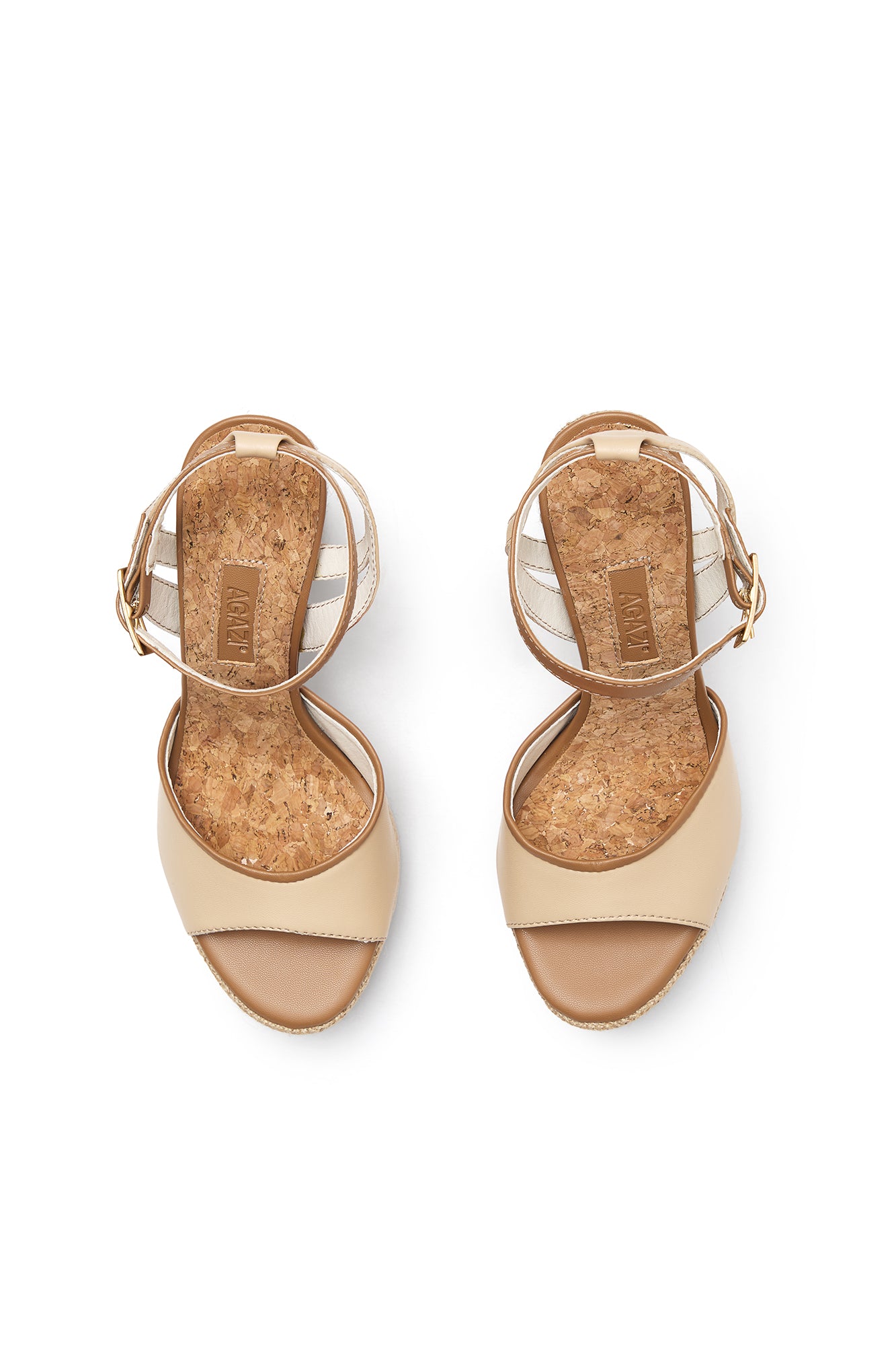 H(OLA)! – beige wedge sandals made from mushroom leather and jute