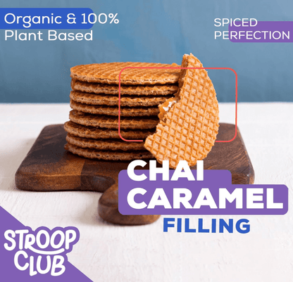 Chai Caramel Plant Based and Organic Stroopwafels (box of 12x 2 - pack - 24 total) - Vegan America