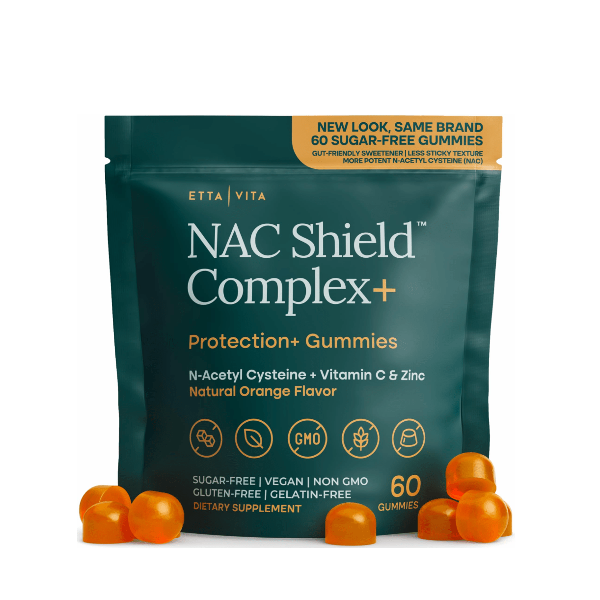 Sugar - Free Gummies - NAC Shield (Immune Support Complex) N - Acetyl Cysteine, Vitamin C & Zinc - Vegan America