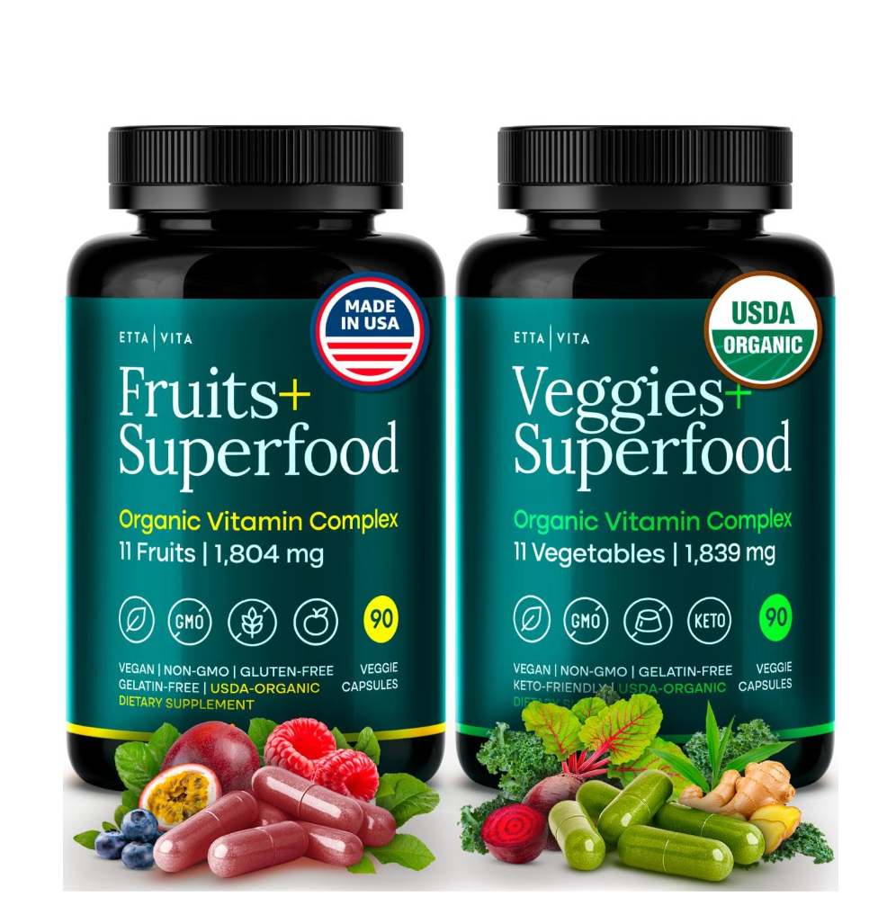 180 Potent Fruits and Vegetable Caps for Energy Boost & Daily Fruit and Vegetable Vitamins - Vegan America