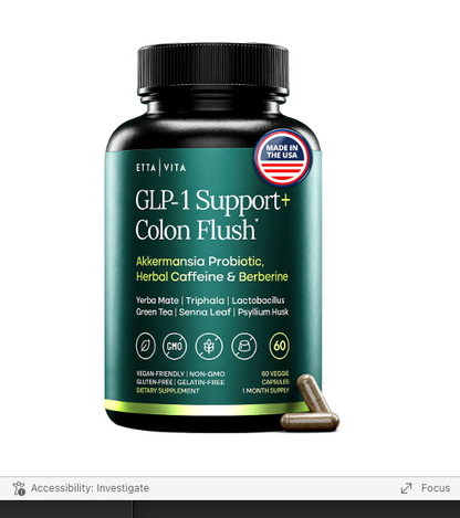 GLP-1 Support + Triphala Colon Cleanse – Gut Health & Energy – Berberine, Akkermansia Probiotic, Yerba Mate, Psyllium Husk, Senna Leaf for Women & Men 60ct