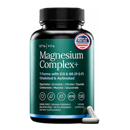 Magnesium Complex for Women & Men 500mg (7-in-1) with VIT D3 & B6-120 Ct