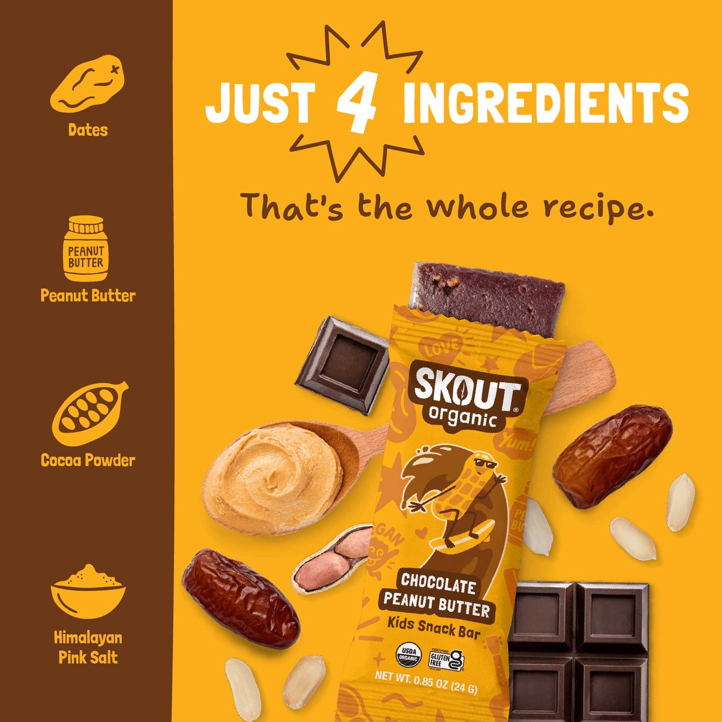 Skout Organic Chocolate Peanut Butter Kids Bar