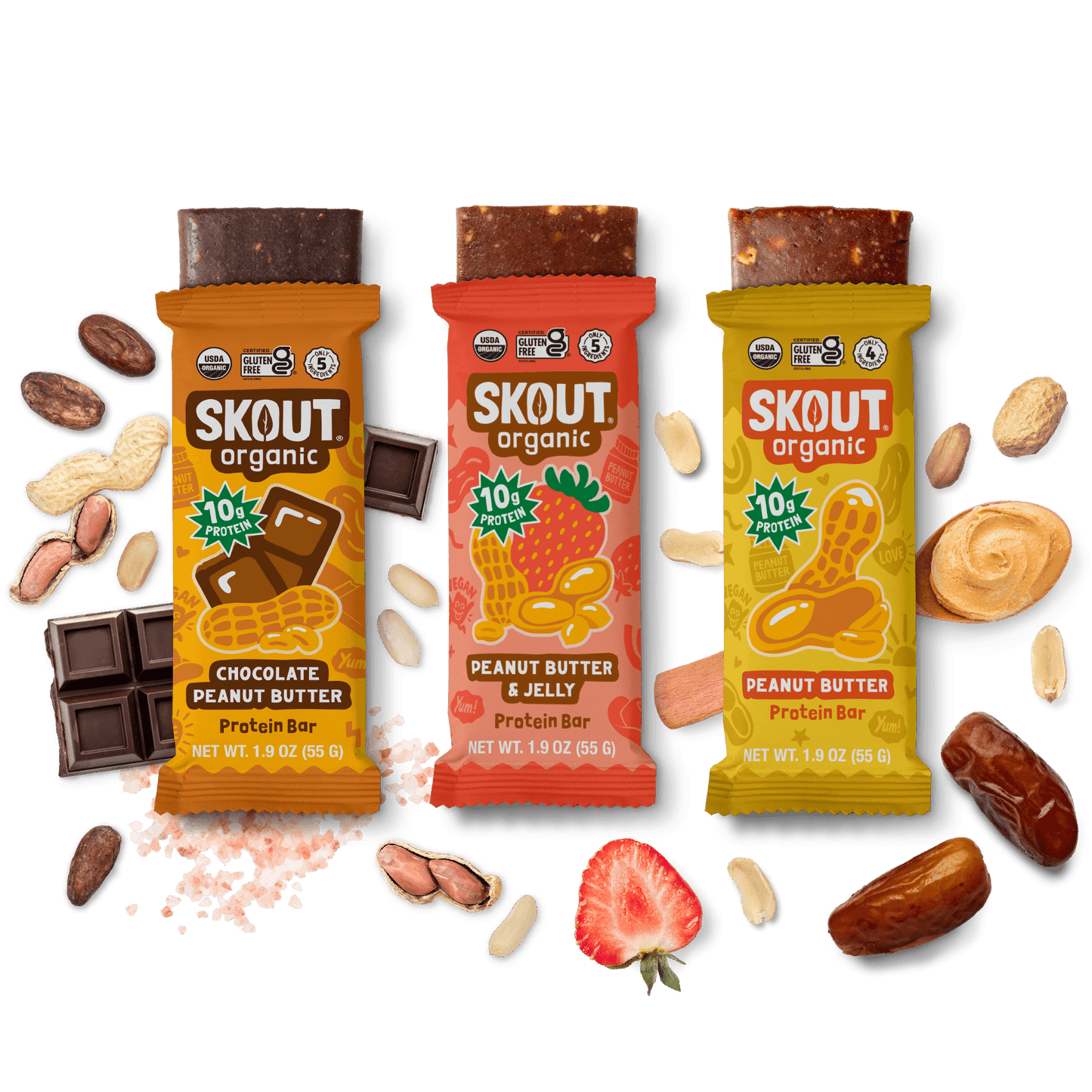 Skout Organic Peanut Butter Protein Bar Bundle - 15 Pack