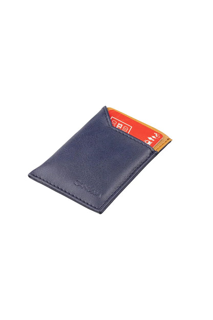 Slim card holder - Blue/Camel