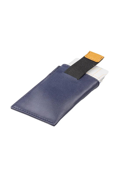 Slim card holder - Blue/Camel