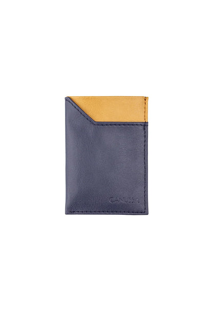 Slim card holder - Blue/Camel